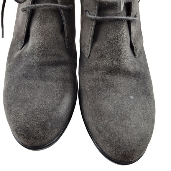 Tod's Boots Womens 7 37 Chukkah Platform Heel Lace Up Gray Suede Academia Prep - Picture 3 of 12